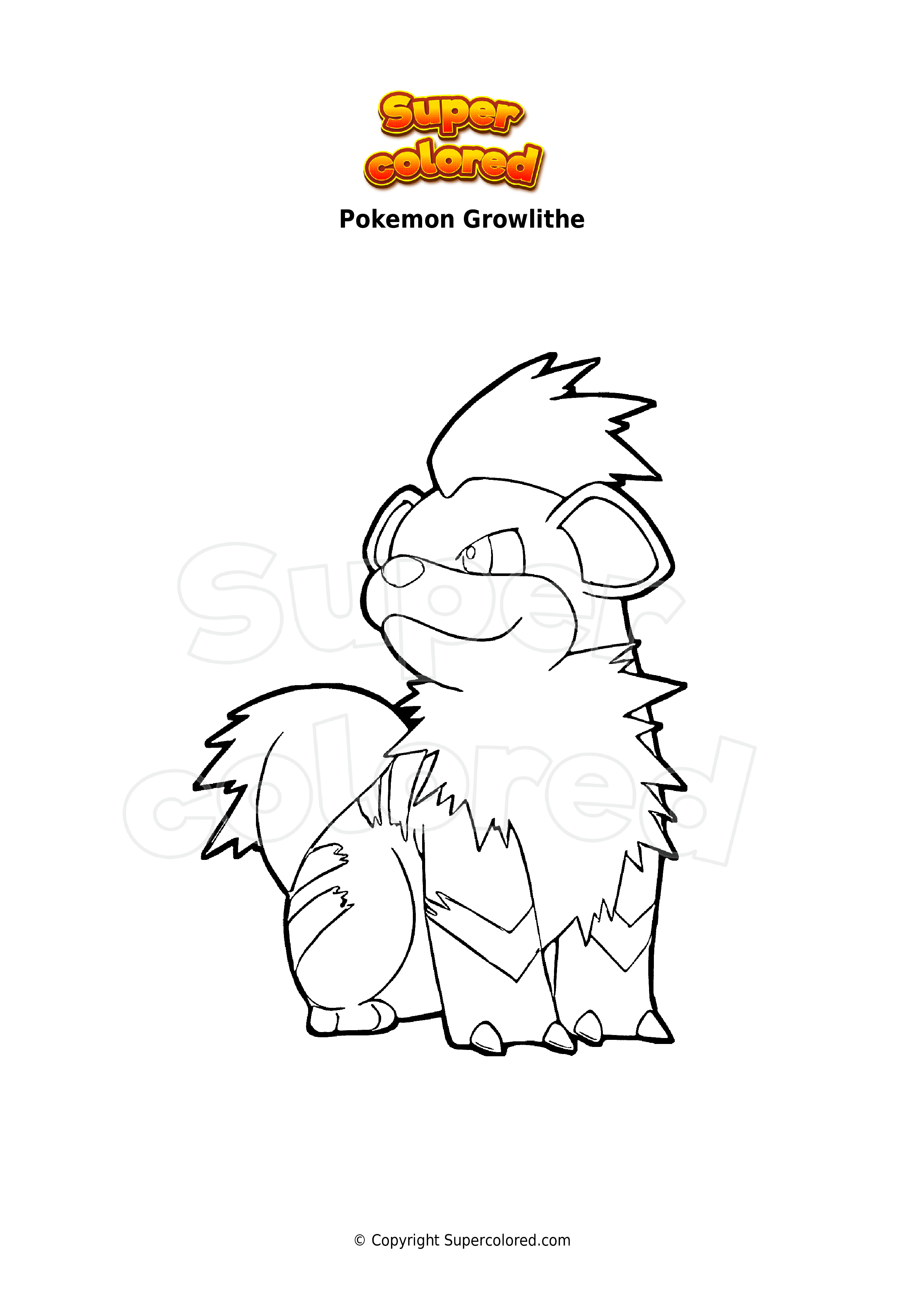 Pok Mon Coloring Pages 106 Free Growlithe Growlithe Coloring Page