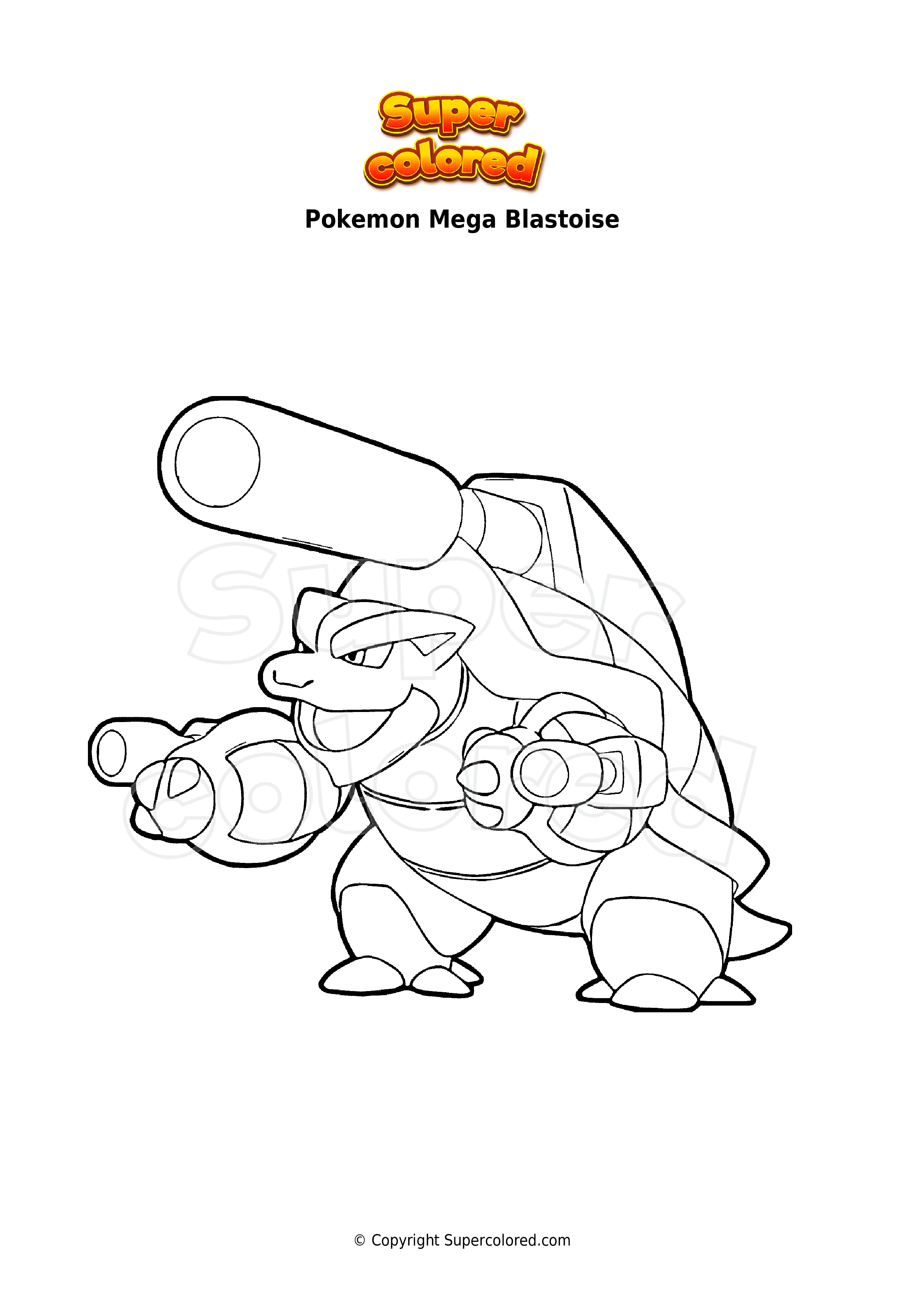 Coloring Page Pokemon Mega Blastoise Supercolored