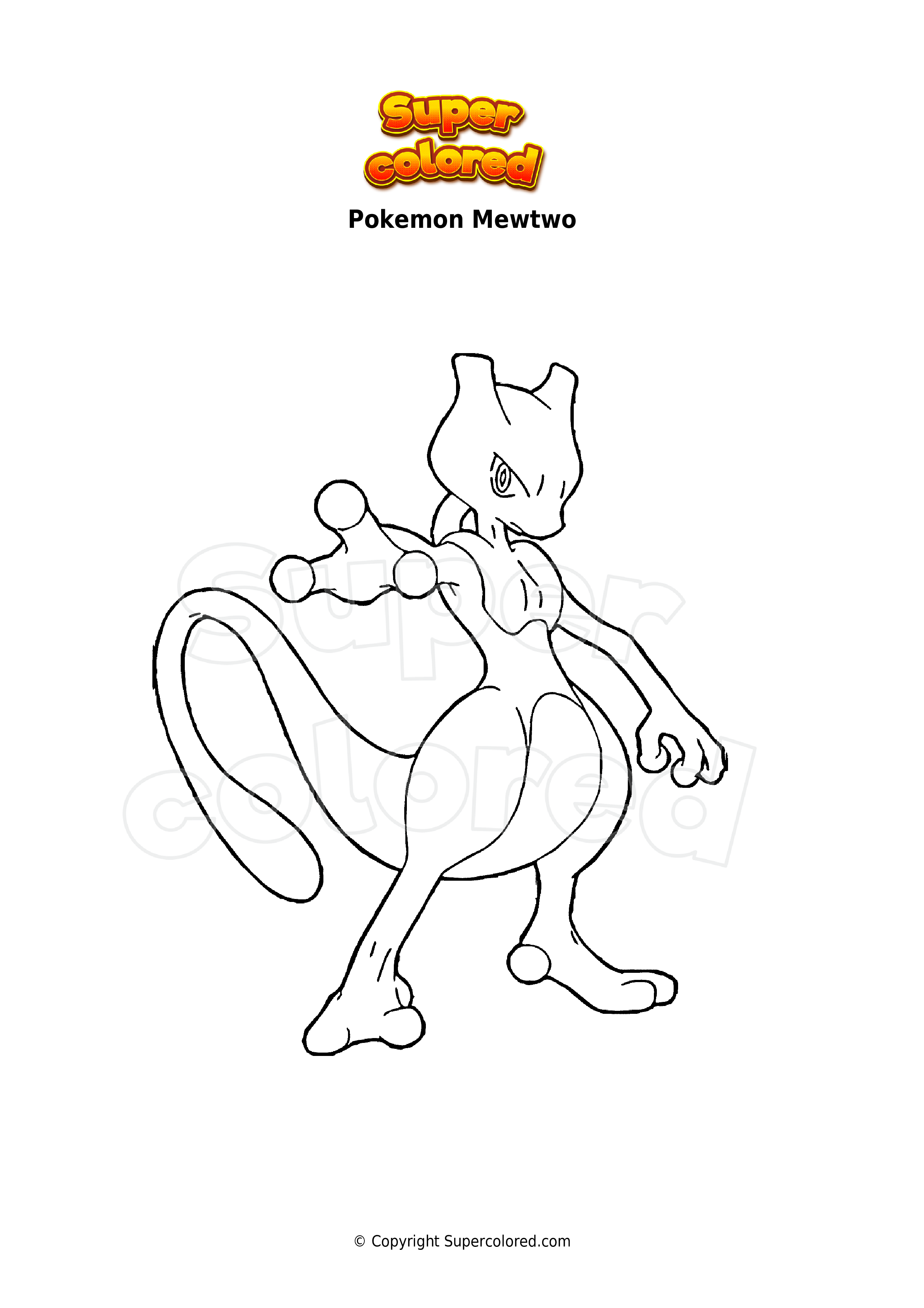 Coloring Page Pokemon Mewtwo Supercolored