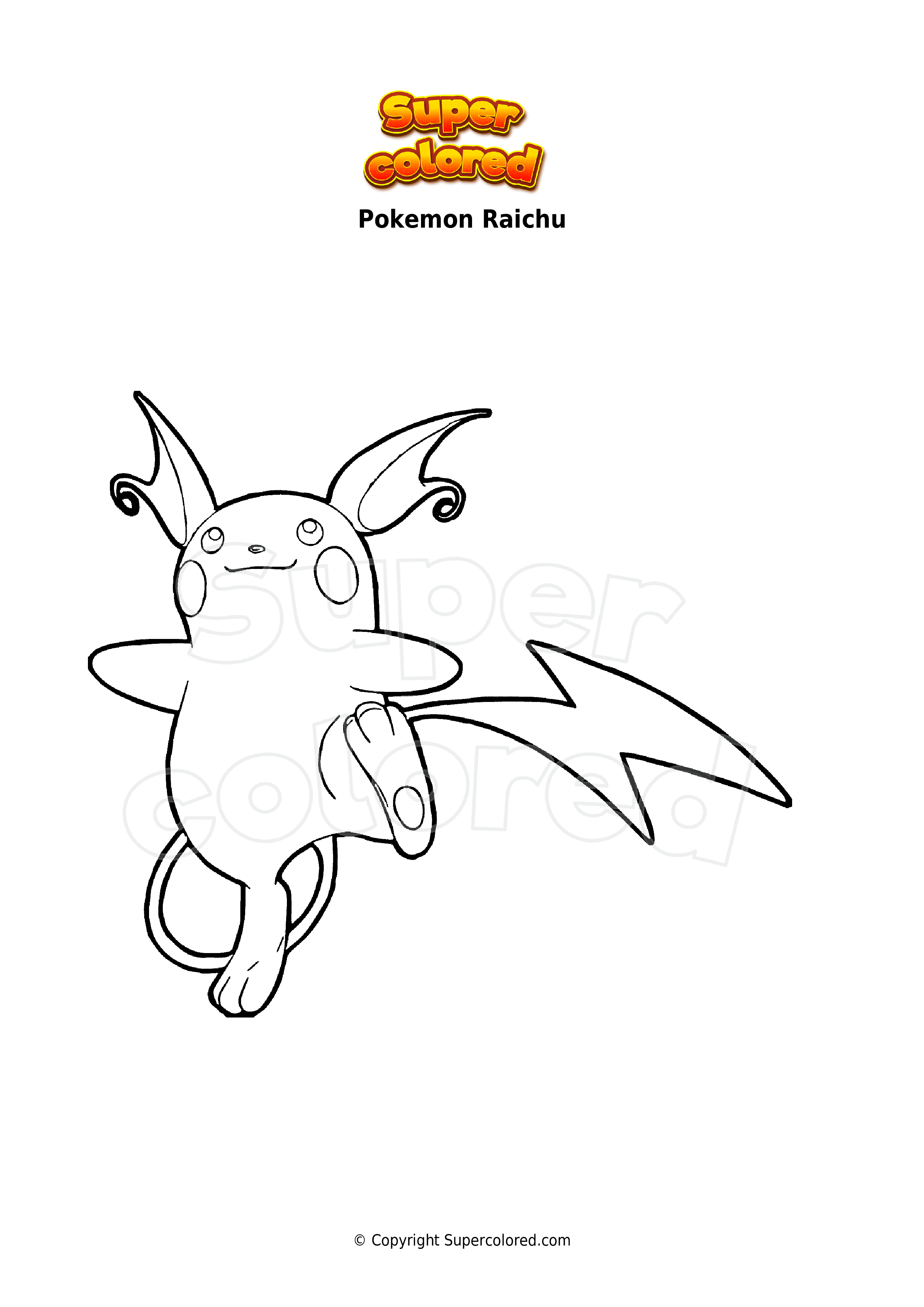 Raichu Pokemon Coloring Page