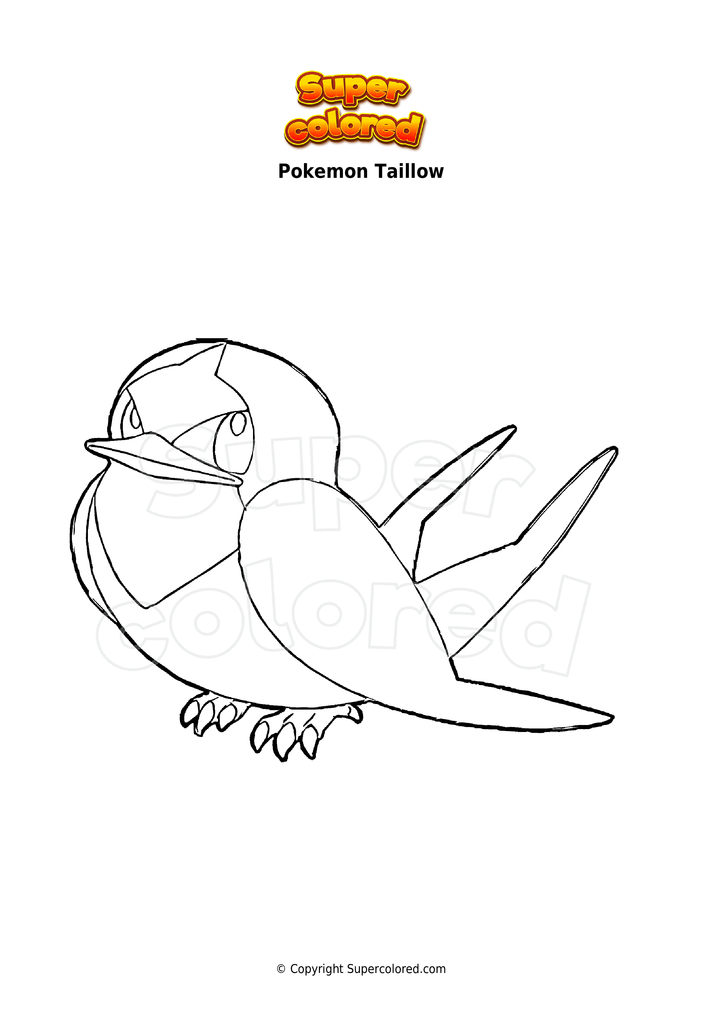 coloring taillow pages pokemon ready for download