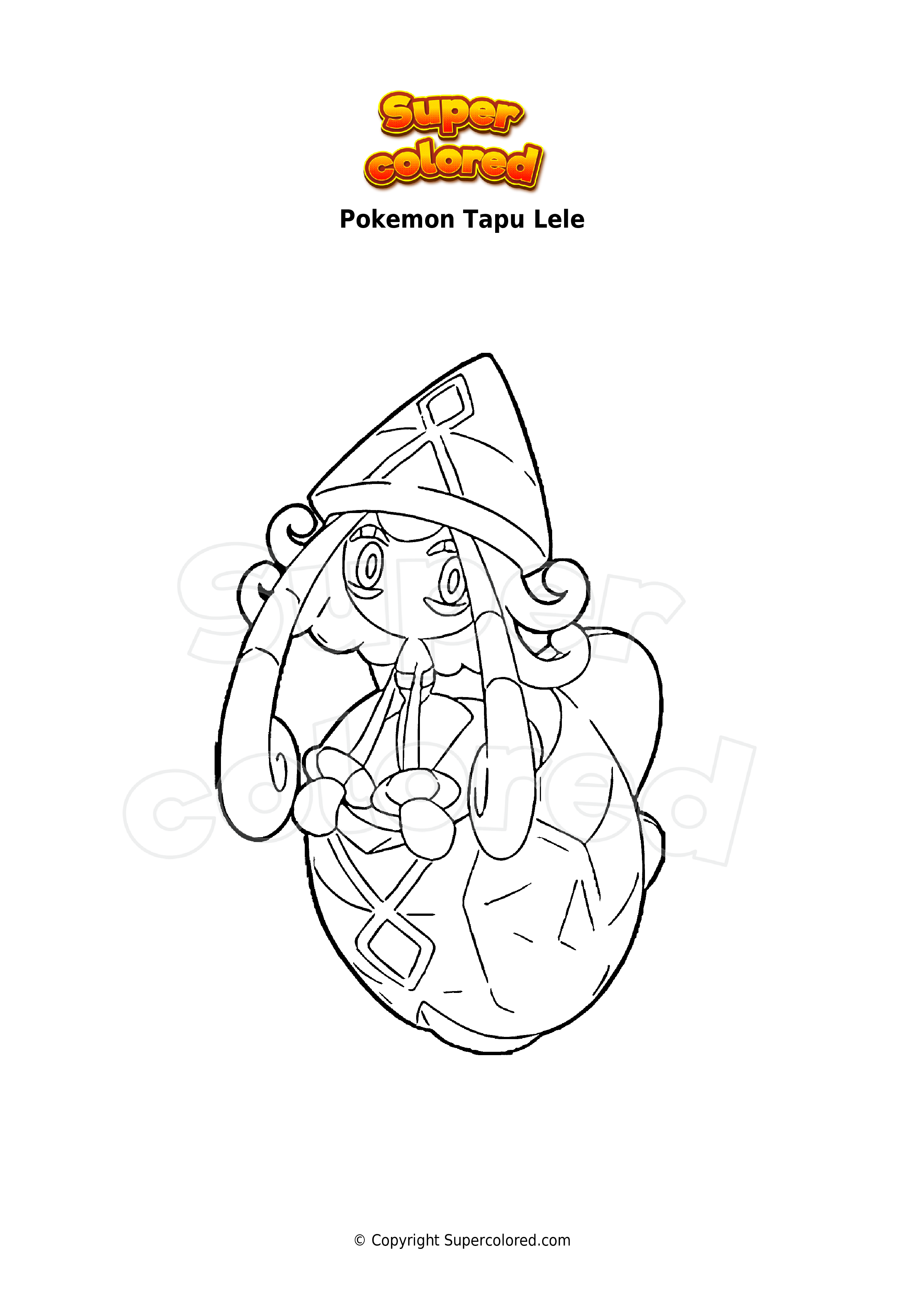 Tapu Lele em Pokémon Lendário para colorir