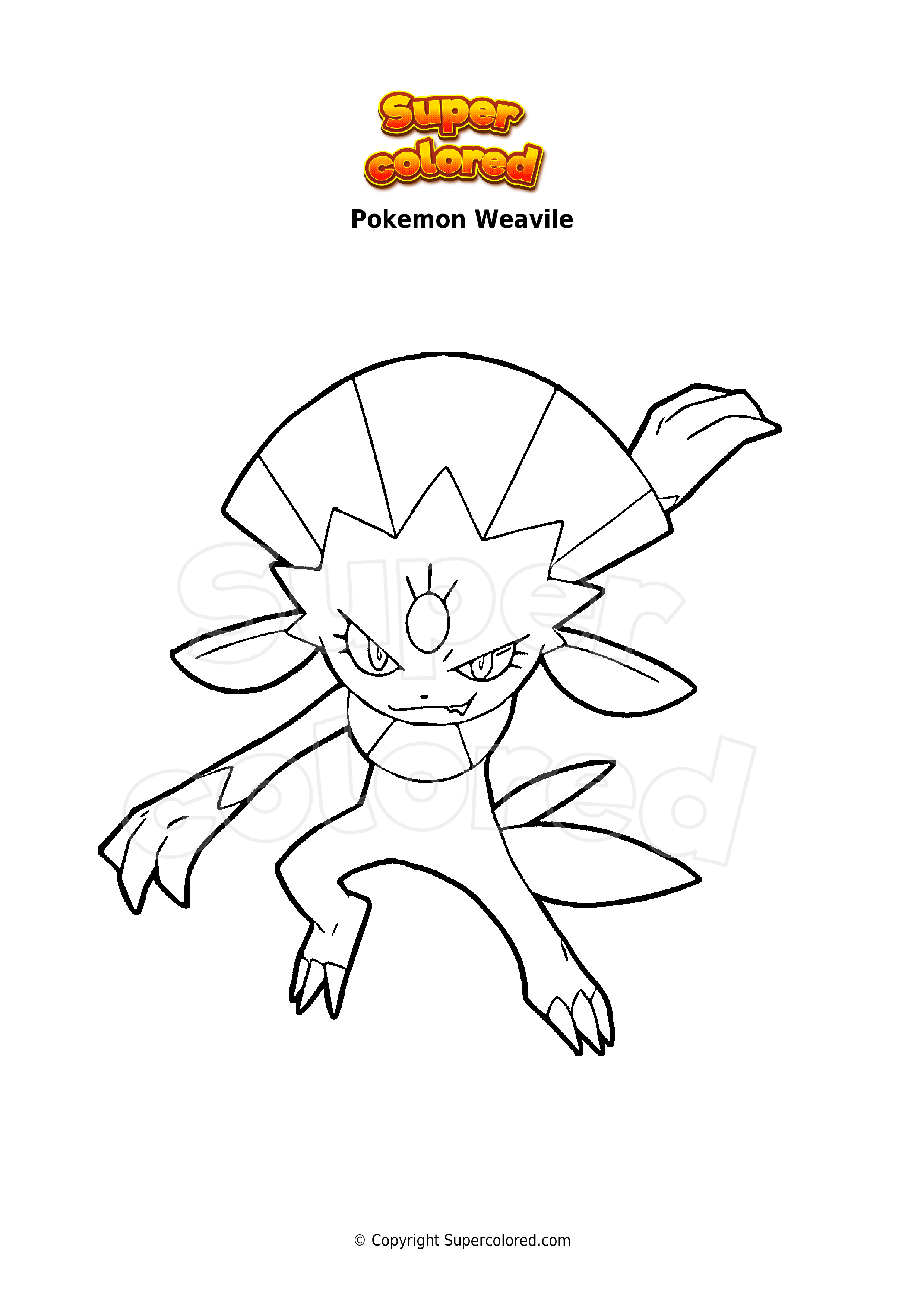 Weavile Pokemon Coloring Pages - Pokemon Drawing Easy