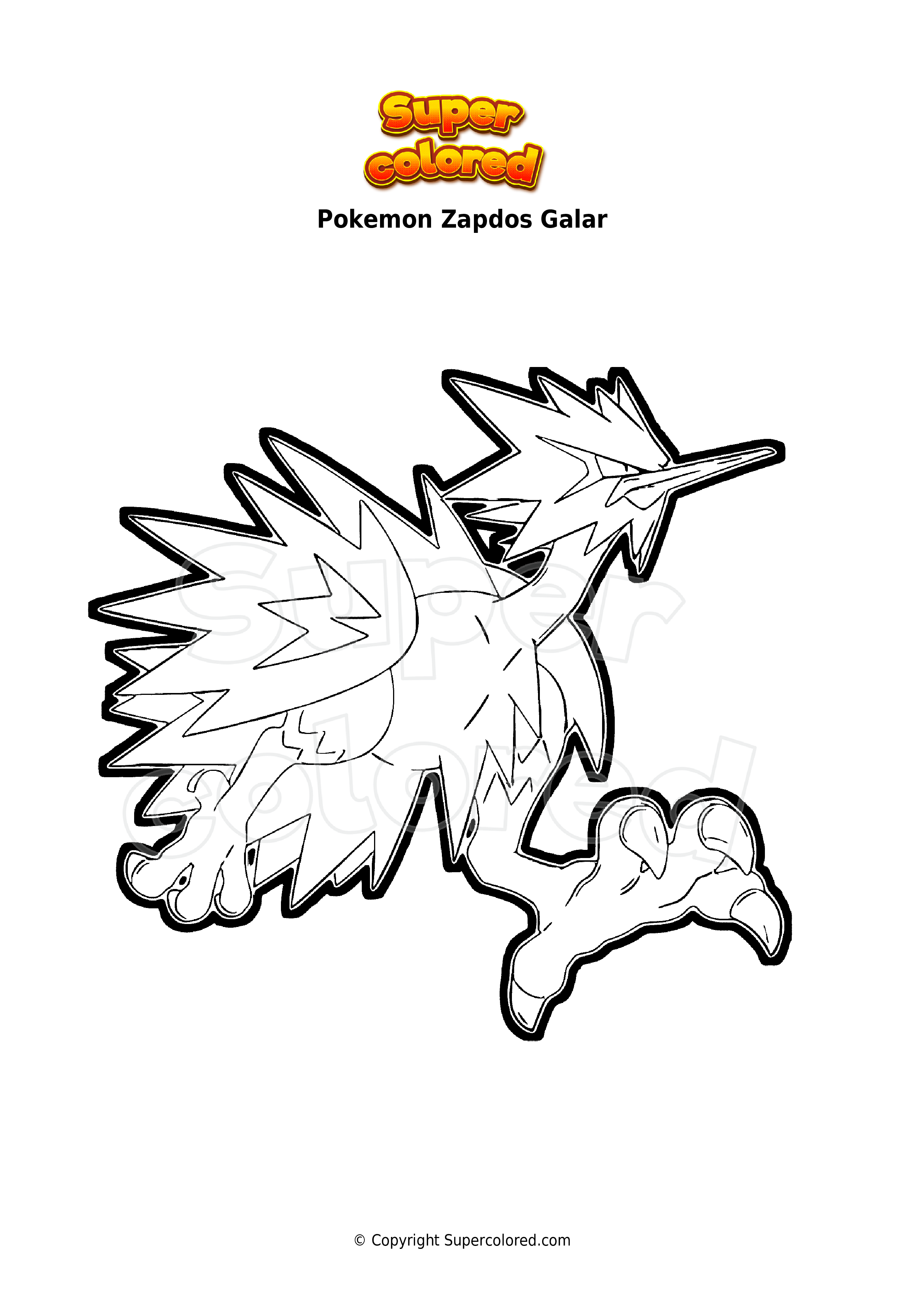 zapdos coloring pages pokemon