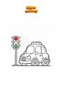 Coloring page Police car at the traffic lights