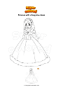 Coloring page Princess with a long blue dress