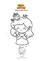 Coloring page Princess with unicorn