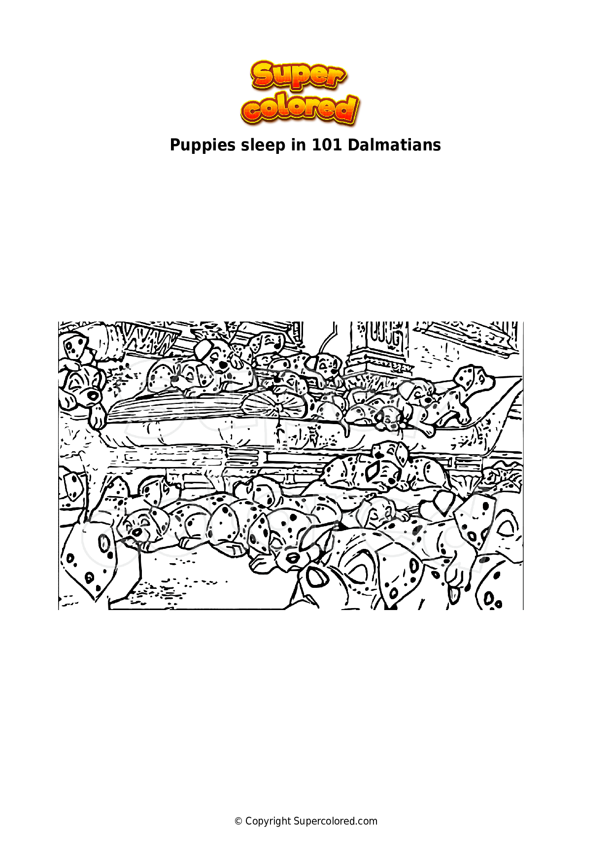 Coloring Page Puppies Sleep In 101 Dalmatians Supercolored