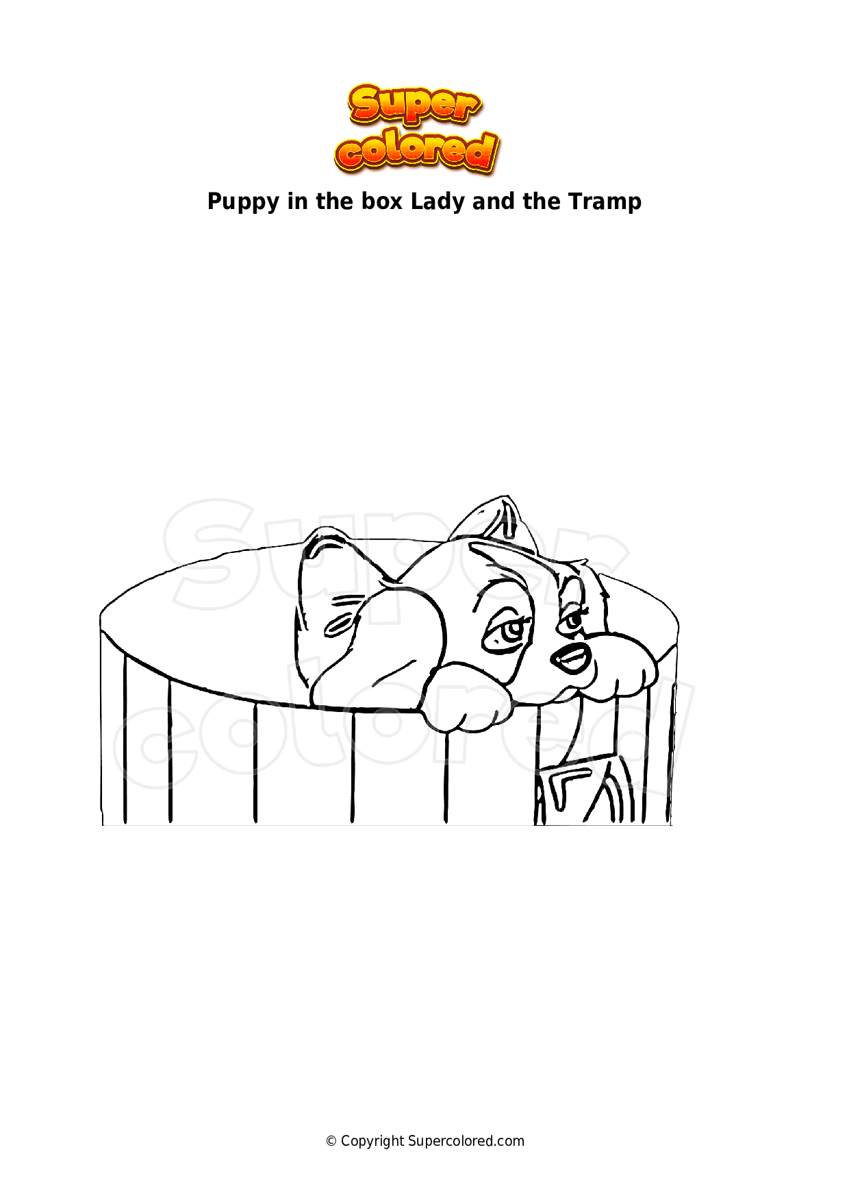Coloring Page Puppy In The Box Lady And The Tramp Supercolored