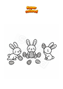 Coloring page Rabbits with Easter eggs