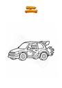 Coloring page Rally car with flames