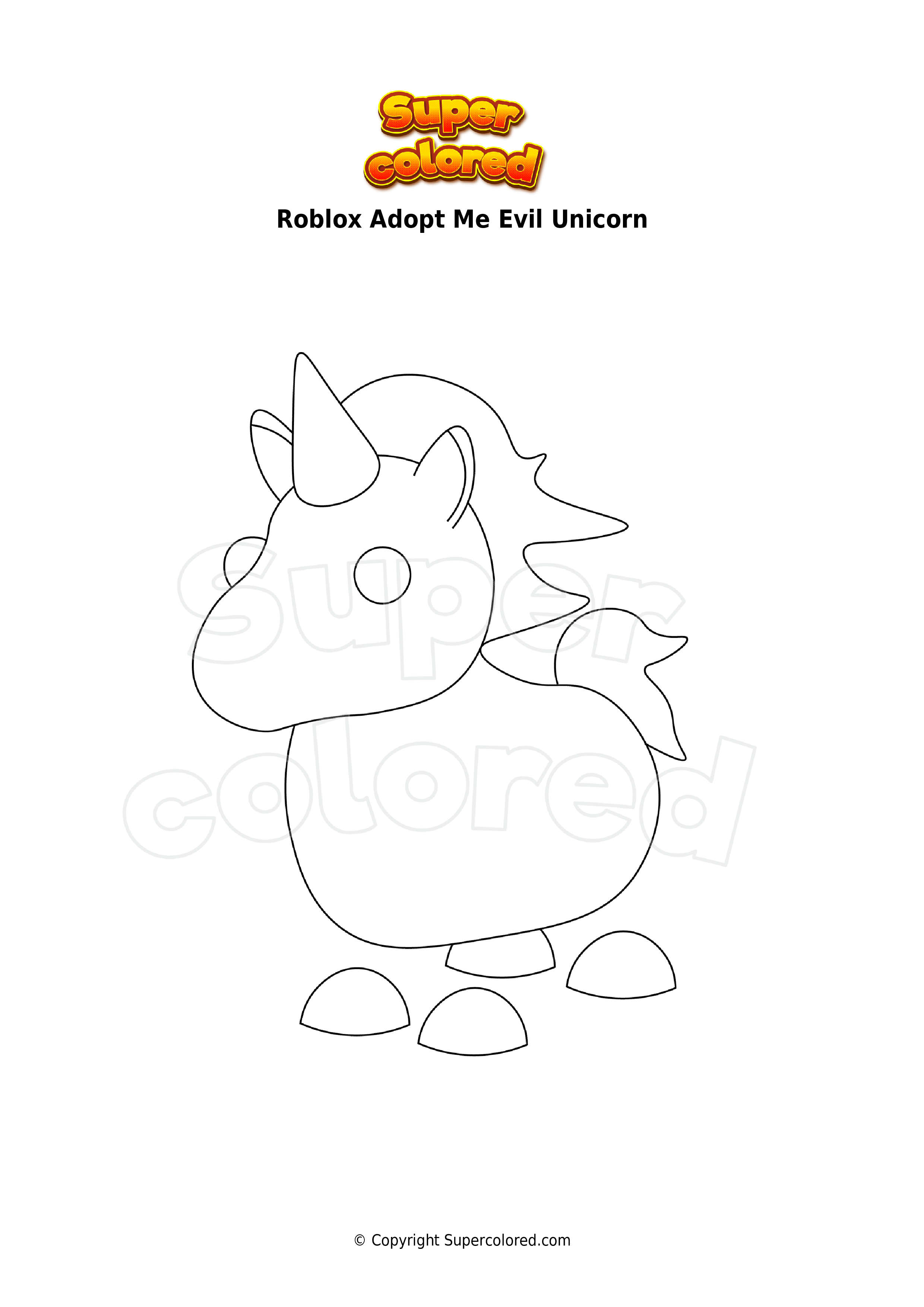 Coloring page Roblox Adopt Me Evil Unicorn   Supercolored.com