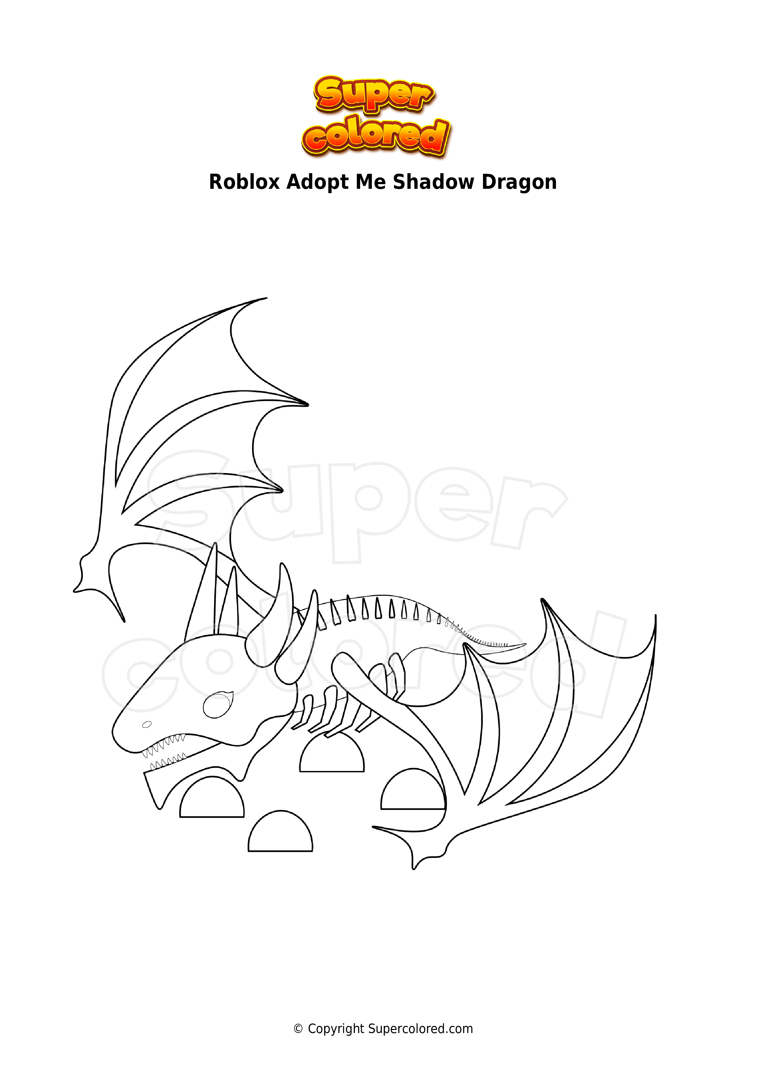 Coloring Page Roblox Adopt Me Shadow Dragon Supercolored Com - roblox adopt me shadow dragon