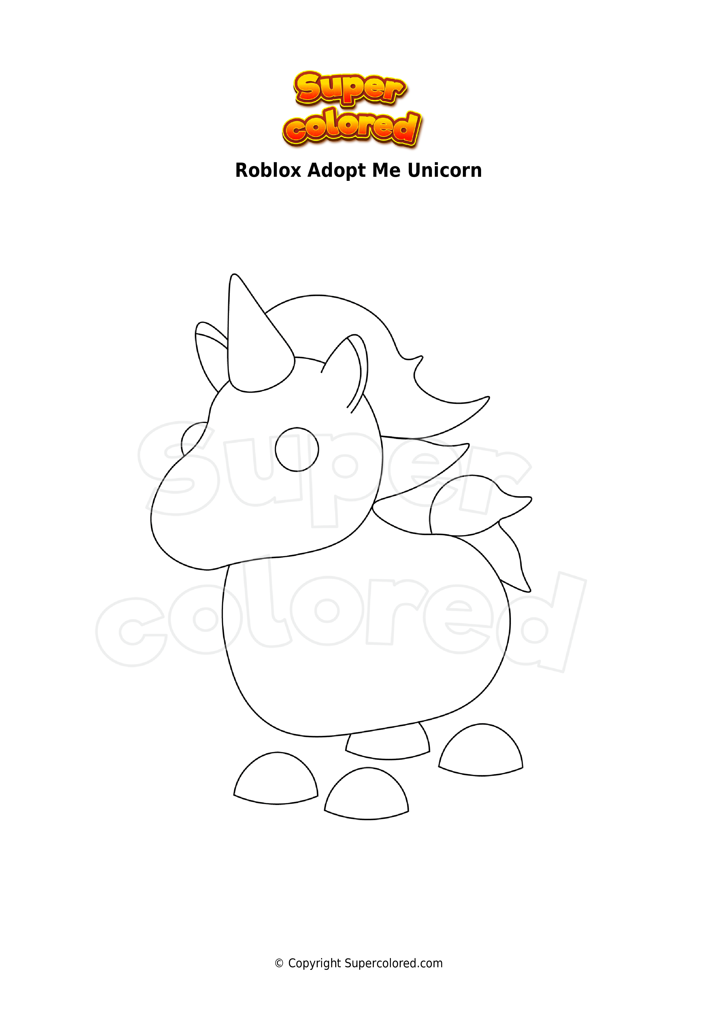 Coloring Page Roblox Adopt Me Unicorn Supercolored Com - roblox adopt me sloth coloring pages