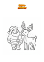 Coloring page Santa Claus with reindeer