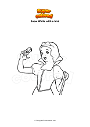 Coloring page Snow White with a bird