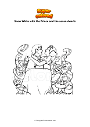 Coloring page Snow White with the Prince and the seven dwarfs
