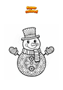 Coloring page Snowman Mandala Zentangle