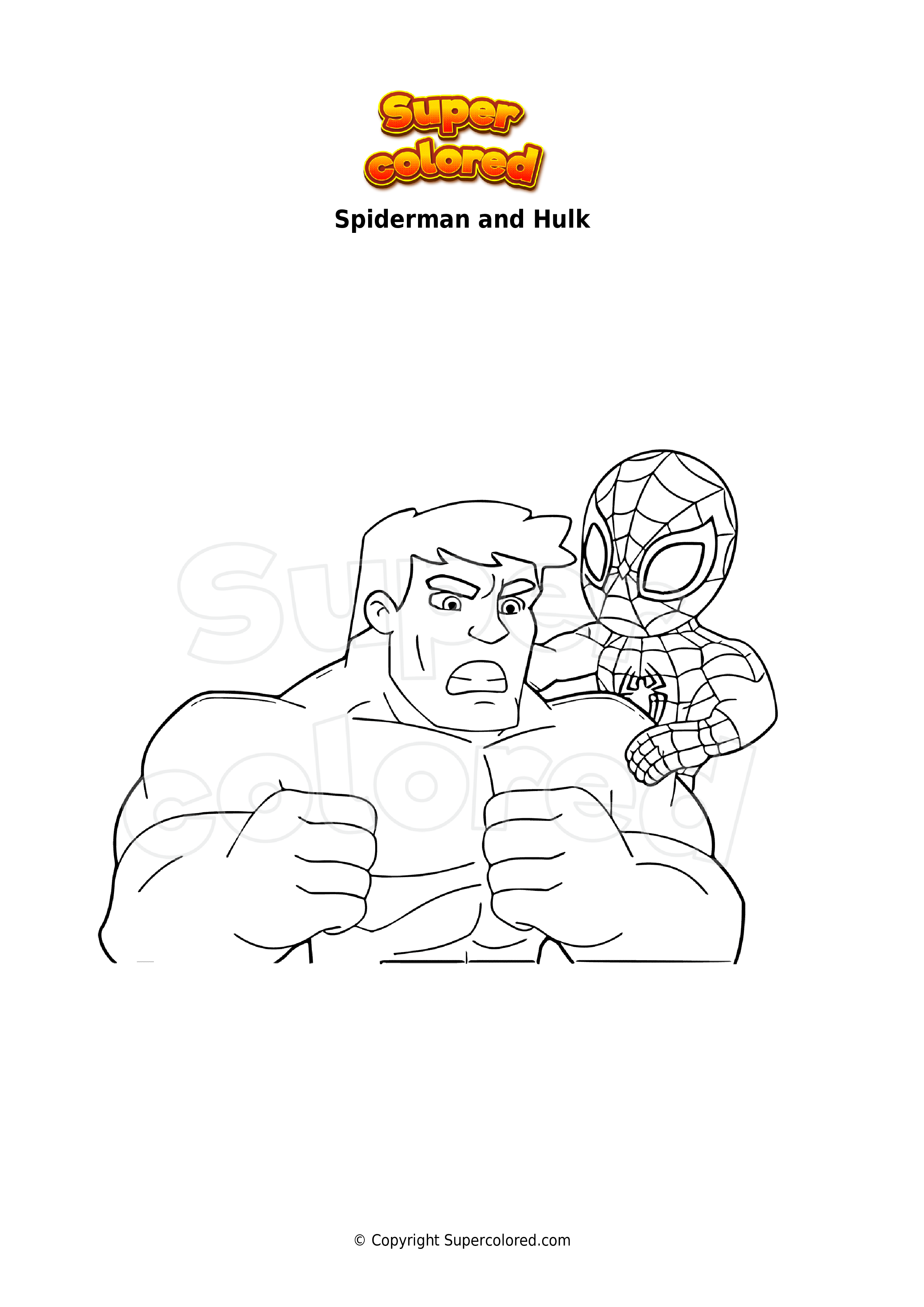 Coloring Page Spiderman And Hulk Supercolored