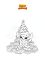 Coloring page Stitch at Christmas