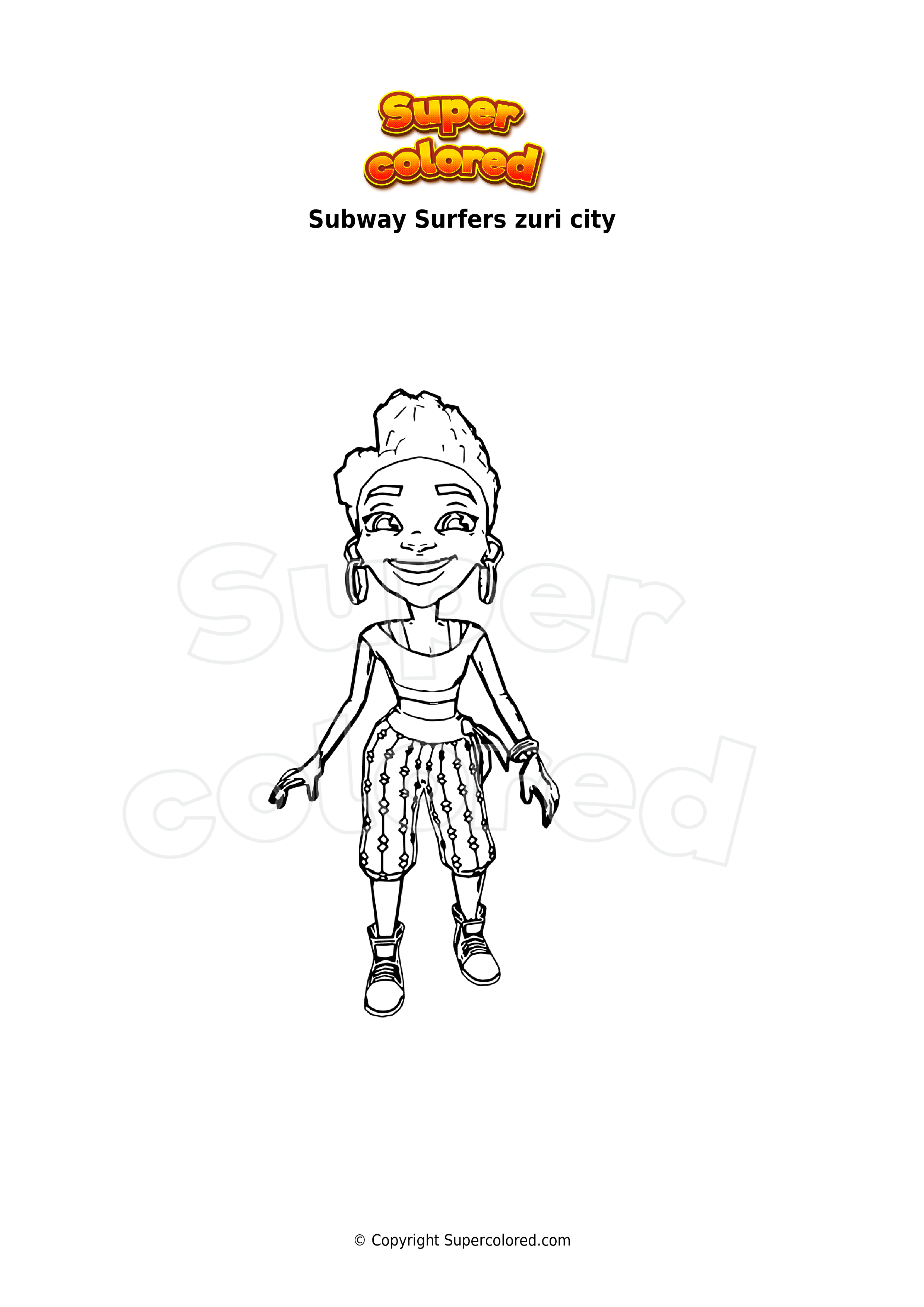 How to Draw Zuri from Subway Surfers (Subway Surfers) Step by Step