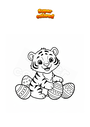 Coloring page Tiger with Easter eggs