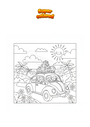 Coloring page Trip by car in the summer