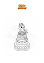 Coloring page Unicorn on cake