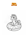 Coloring page Unicorn on donut
