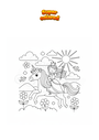 Coloring page Unicorn riding with princess