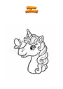 Coloring page Unicorn with butterfly on the muzzle