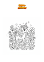 Coloring page Unicorn with flowers