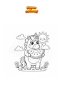 Coloring page Unicorn with watermelon