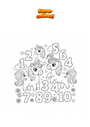 Coloring page Unicorns with numbers