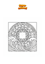 Coloring page Waves and flowers Mandala Zentangle