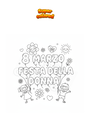 Coloring page Written with balloons 8 March Women's Day
