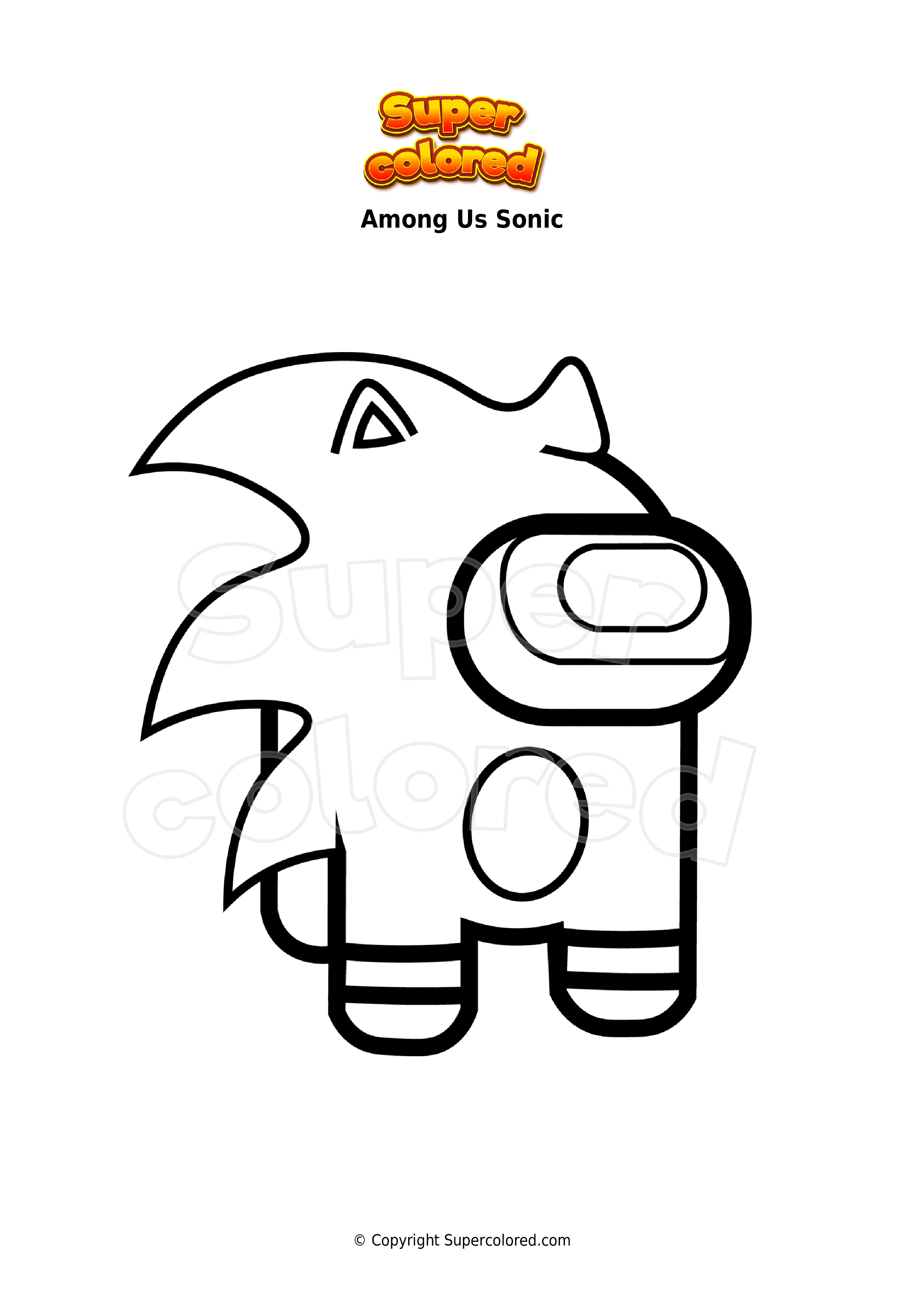 Dibujo para colorear Among Us Sonic 