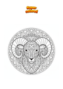Dibujo para colorear Aries Mandala Zentangle