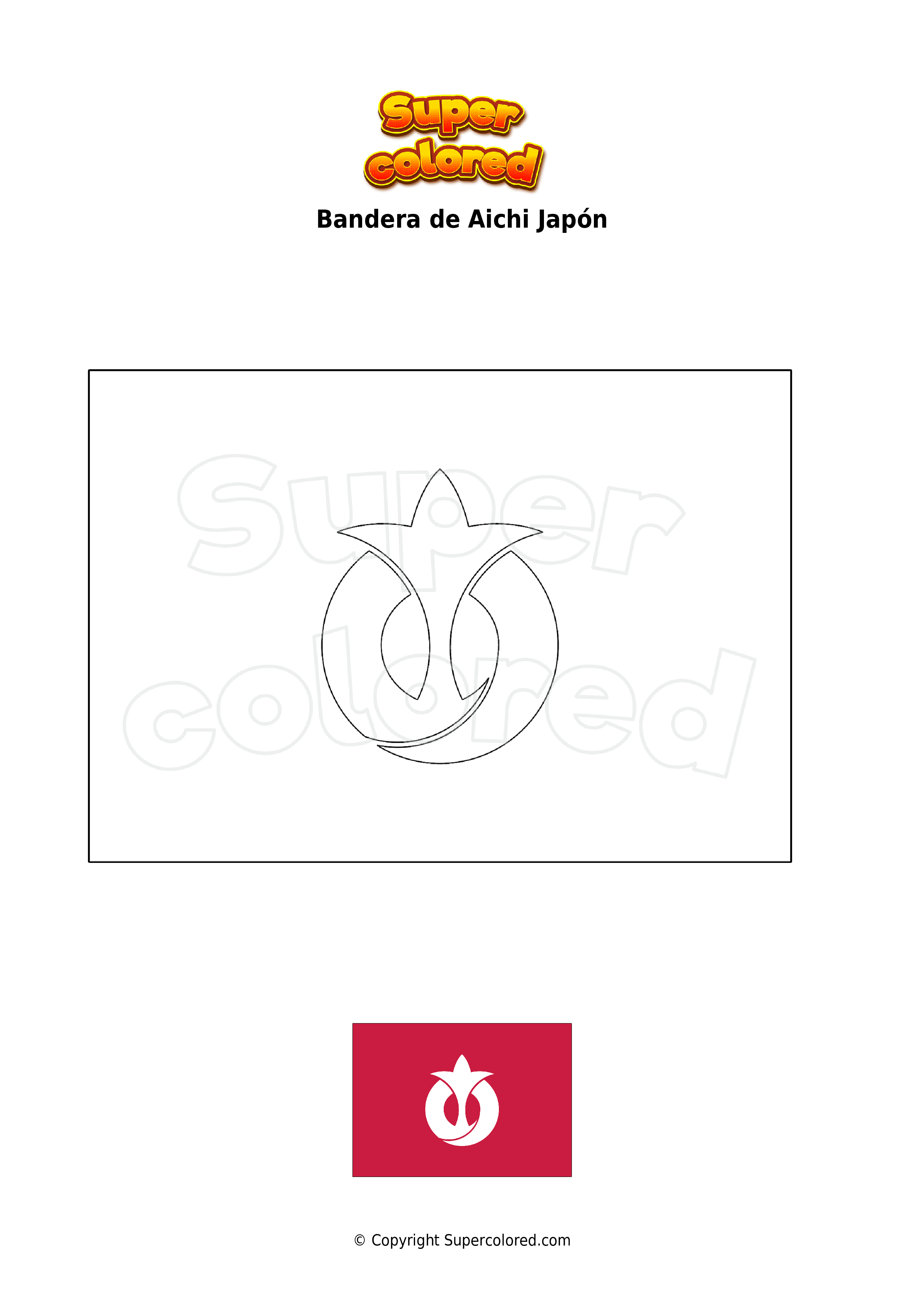 Dibujo para colorear Bandera de Aichi Japón 