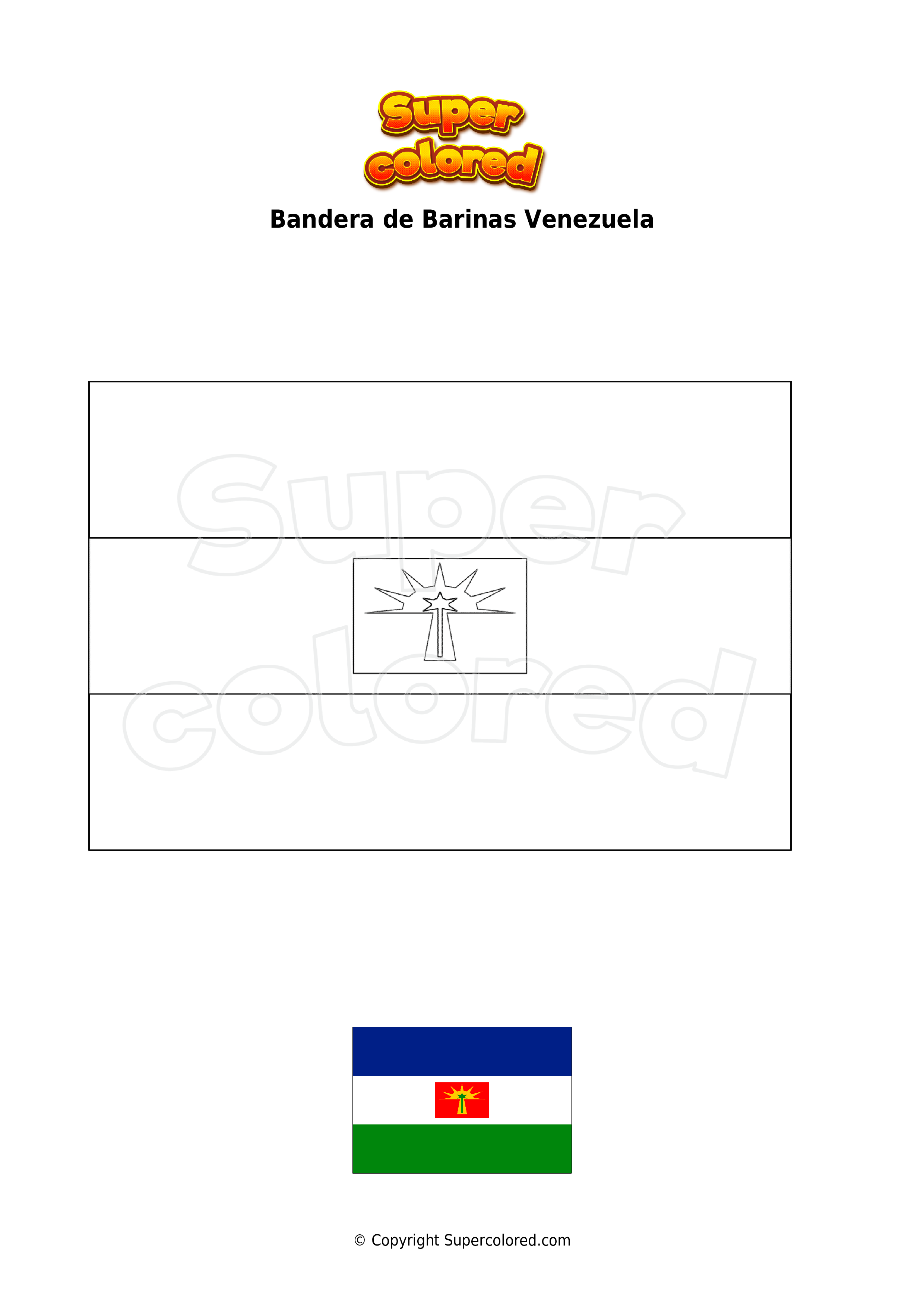 Dibujo para colorear Bandera de Barinas Venezuela 