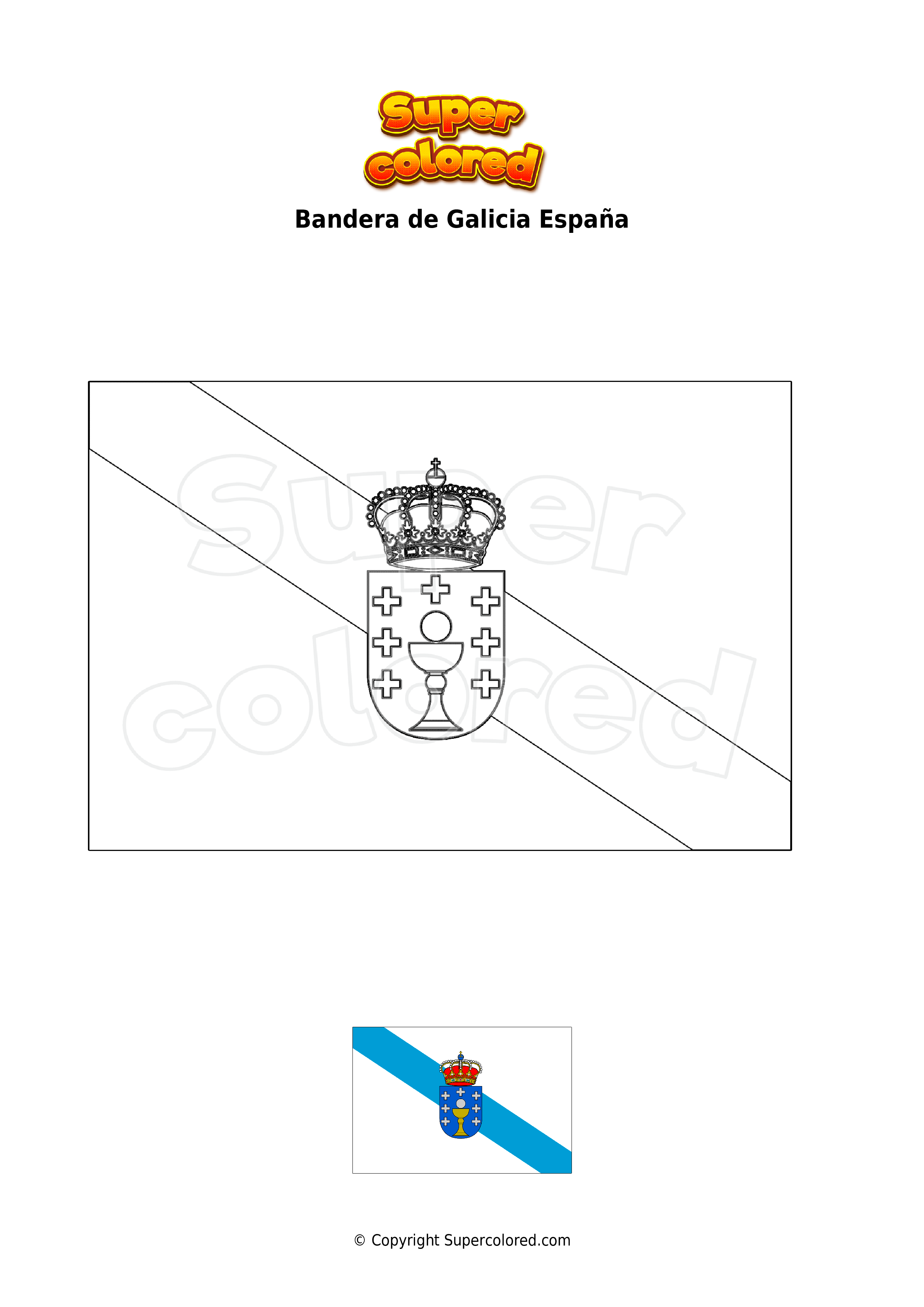 Dibujo para colorear Bandera de Galicia España 