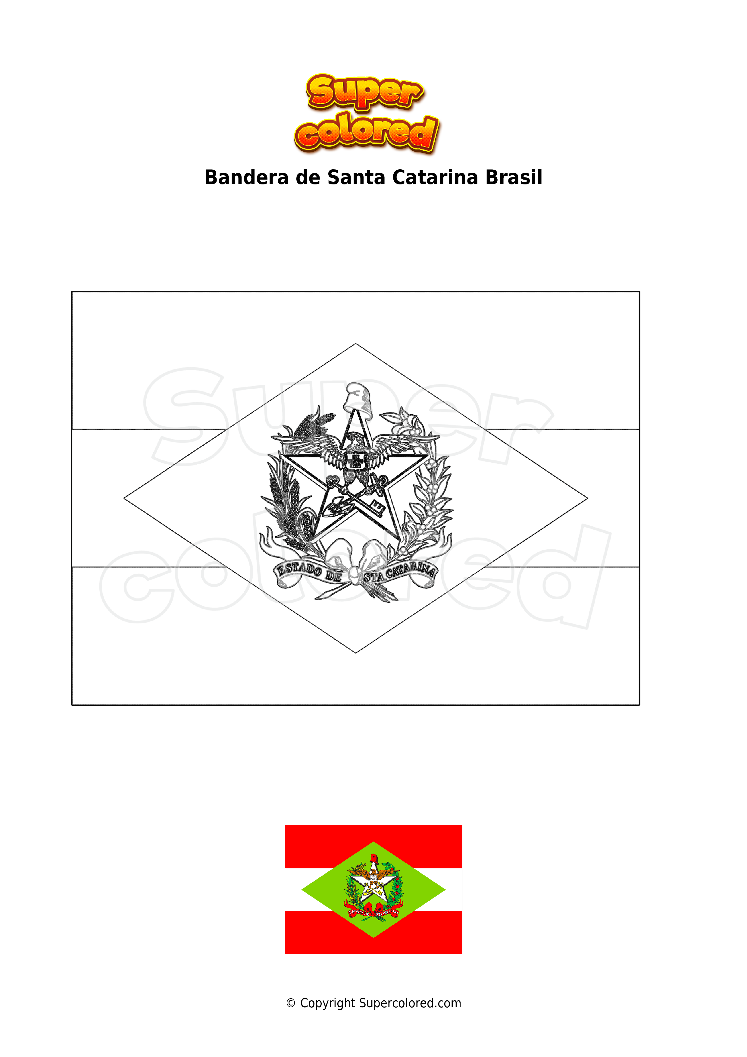 Dibujo para colorear Bandera de Santa Catarina Brasil 