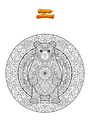 Dibujo para colorear Bear on Two Paws Mandala Zentangle
