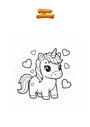 Dibujo para colorear Bebé unicornio con corazones