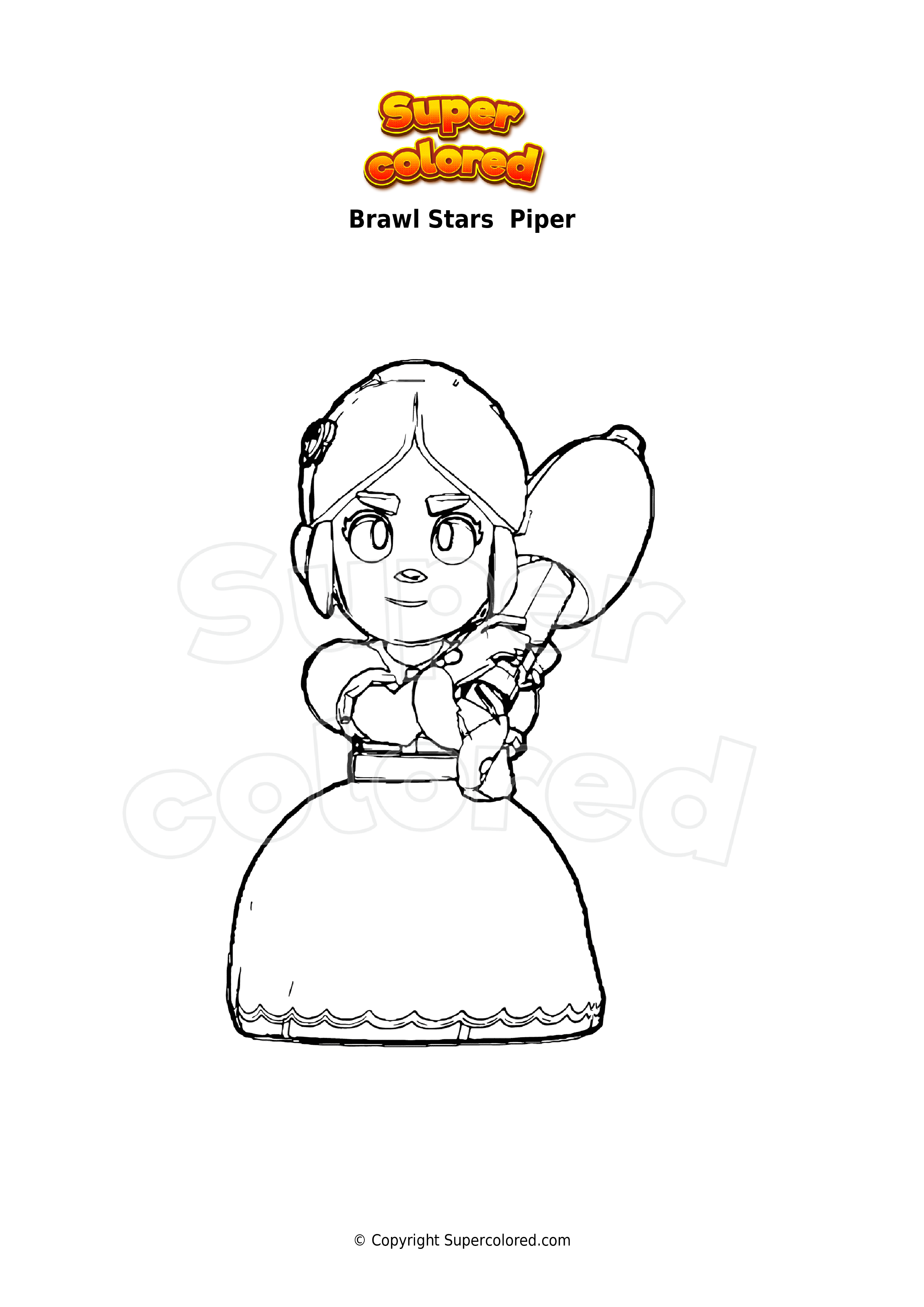 Dibujo Para Colorear Brawl Stars Piper Supercolored Com - personajes de brawl stars para colorear piper