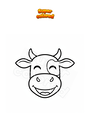 Dibujo para colorear Cara de vaca, sonriente