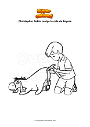 Dibujo para colorear Christopher Robin cuelga la cola de Eeyore