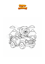 Dibujo para colorear Coche con León y pingüino.