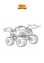 Dibujo para colorear Coche monstruo con llamas largas