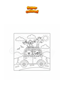 Dibujo para colorear Coche viajando con animales